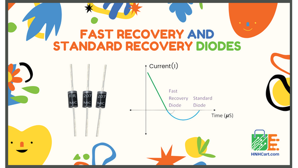 Fundamentals of the fast recovery diode and standard recovery diode, functionality of fast recovery diode and standard recovery diode, construction, and applications fast recovery diode and standard recovery diode. 1N4007,FR207,FR607,SF28,SF58,1N4148