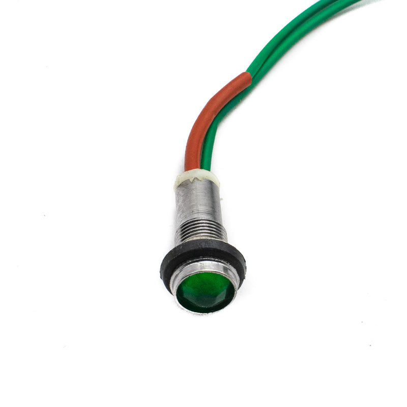 10mm AC Green Power Indicator Light with Wire and Metal Body