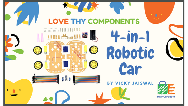 Everything to know about our 4-in-1 Robot Car using Arduino, Sensors etc. to build Line Follower, Obstacle Avoider, Remote Control and Edge Detector Robot