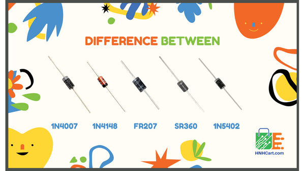 Difference between 1N4007, 1N4148, FR207, SR360, 1N5402, 1N5817. Applications of 1N4007, Applications of 1N4148, Applications of  FR207, Applications of SR360, Applications of 1N5402, Applications of 1N5817, Specifications of 1N4007