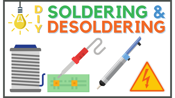 Learn Soldering and Desoldeirng, Soldering Iron, Soldering Iron Stand, Solder wire, Flux Paste, Wire Cutter/ Nipper Copper Mesh/ Sponge, Desoldering Pump, Desoldering Wick, Fume Absorber, Helping Hand Magnifier, or Soldering Kit
