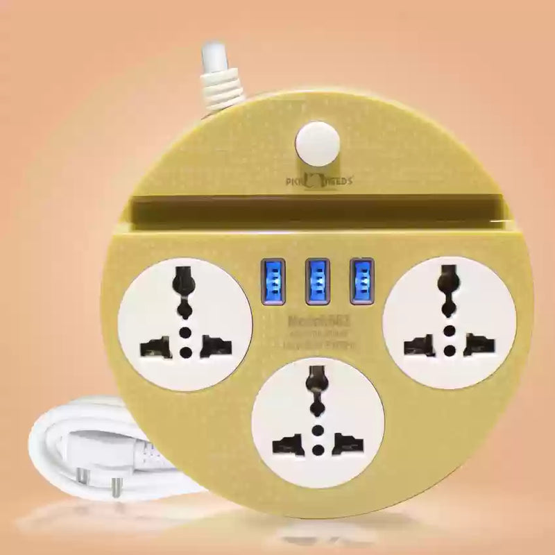 Extension Cord with 3 USB Ports and 3 Socket-10 Amp Heavy Duty for Multiple Use 3 Socket Extension Boards
