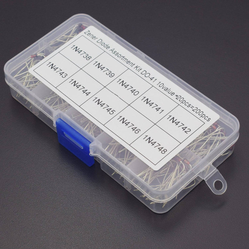Zener Diodes Kit, 1W Axial Leads Through Hole Power Diode Assorted Assortment Box Kit Set, 1N4738~1N