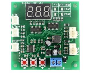 2CH 4 Wire LED Digital PWM Motor Speed Controller Fan Temperature Controller Buzzer Alarm DC 12V 24V 48V with 50CM Cable