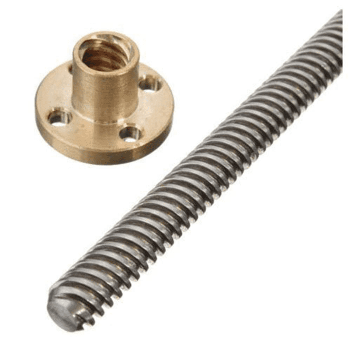 1000mm Trapezoidal 4 Start Lead Screw 8mm Thread 2mm Pitch Lead Screw with Copper Nut