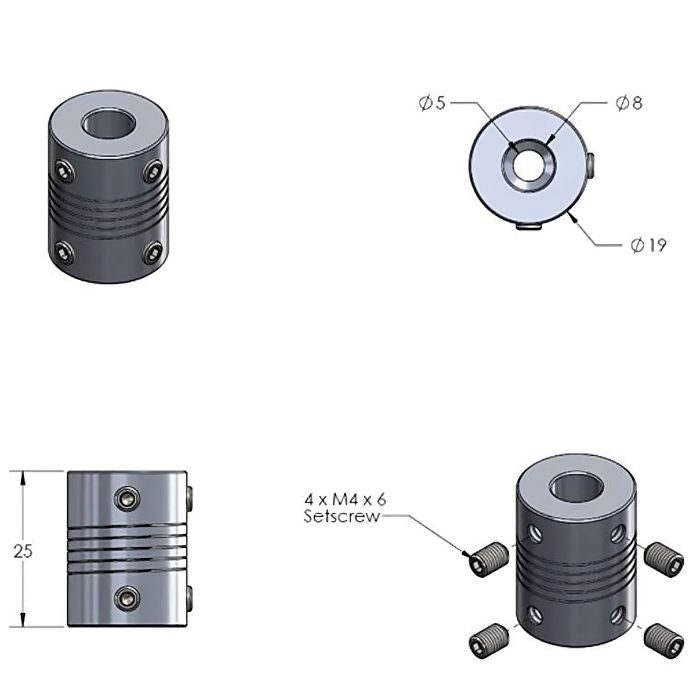 5mm to 8mm Flexible Coupling