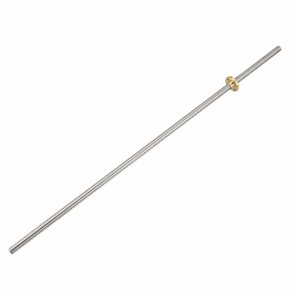 1000mm Trapezoidal 4 Start Lead Screw 8mm Thread 2mm Pitch Lead Screw with Copper Nut
