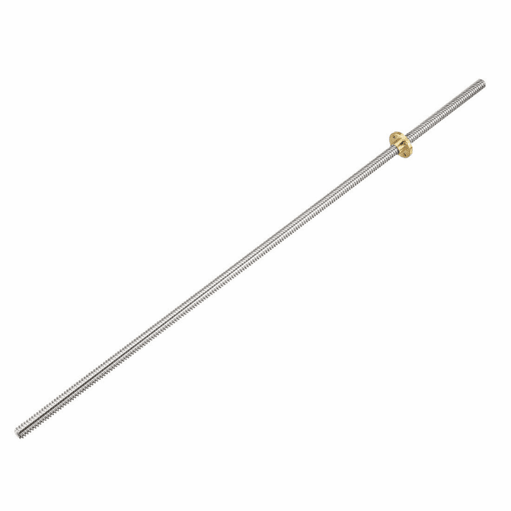 1000mm Trapezoidal 4 Start Lead Screw 8mm Thread 2mm Pitch Lead Screw with Copper Nut