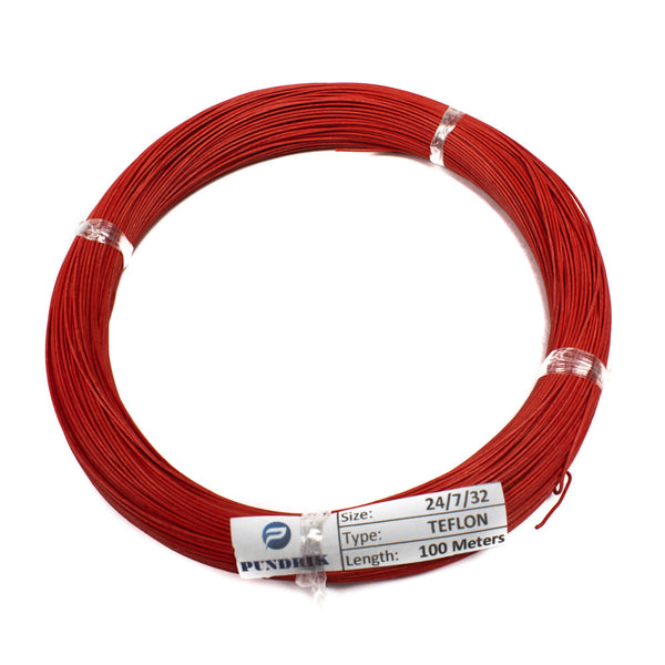 24 AWG Multi-Strand Teflon Wire 24/7/32 - 5 Meter (Multiple Colours) - Red
