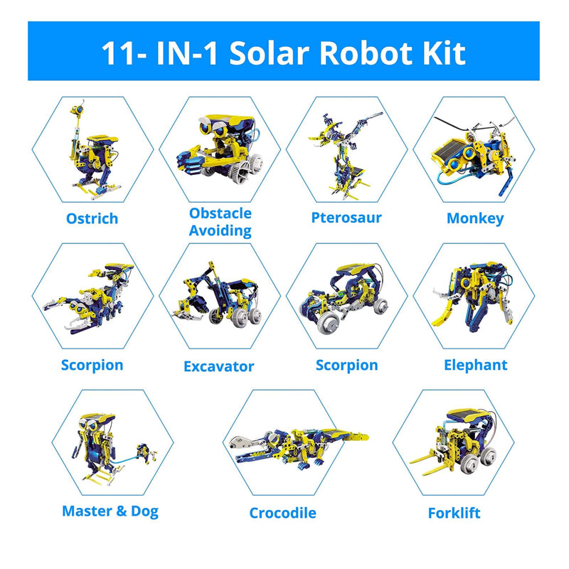 11 in 1 STEM Solar Robot Toys for Kids Age 8-12, DIY Educational Experiment Science Toy Kit for Teens, Solar Powered Building Toys Birthday Gifts for 8 9 10 11 12 Years Old Boys Girls - RS5824