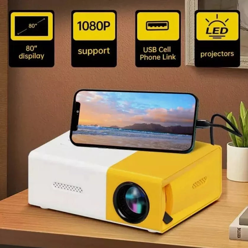 Portable Mini Projector Home Theater LED Projector with Remote Controller 1080p HD