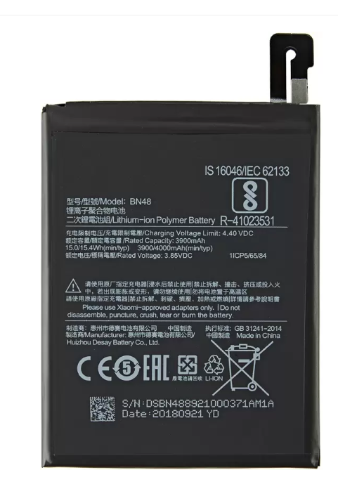 BN48 4000mAh OEM Mobile Battery For Xiaomi Redmi Note 6 Pro