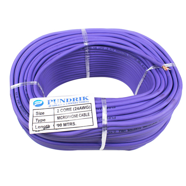 24 AWG High Grade Microphone Cable 2 Core + Copper Braid Shielding for Low Noise (90 meter)