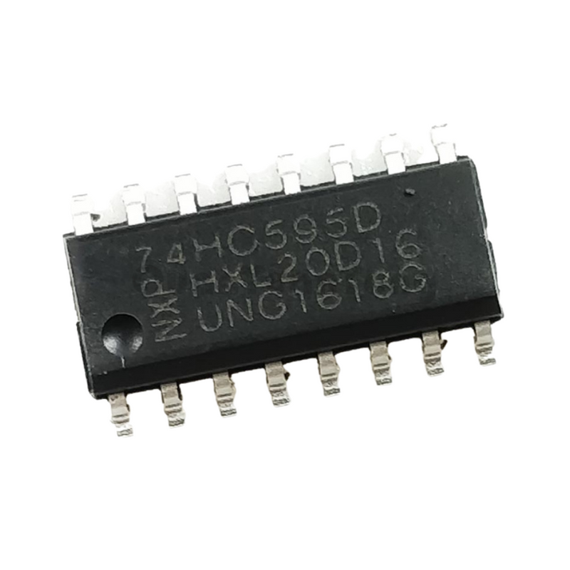 74HC595 8-bit serial-in, serial or parallel-out shift register with output latches; 3-state