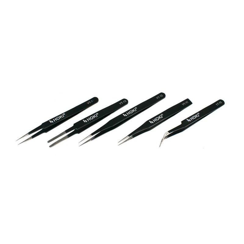 SHop HOKI Anti-static Stainless Steel ESD Precision Tweezers Set-(Black)