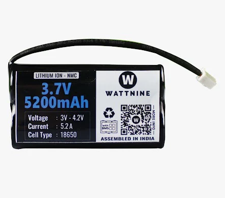 Wattnine 3.7V 5200mAh Lithium Ion NMC Battery