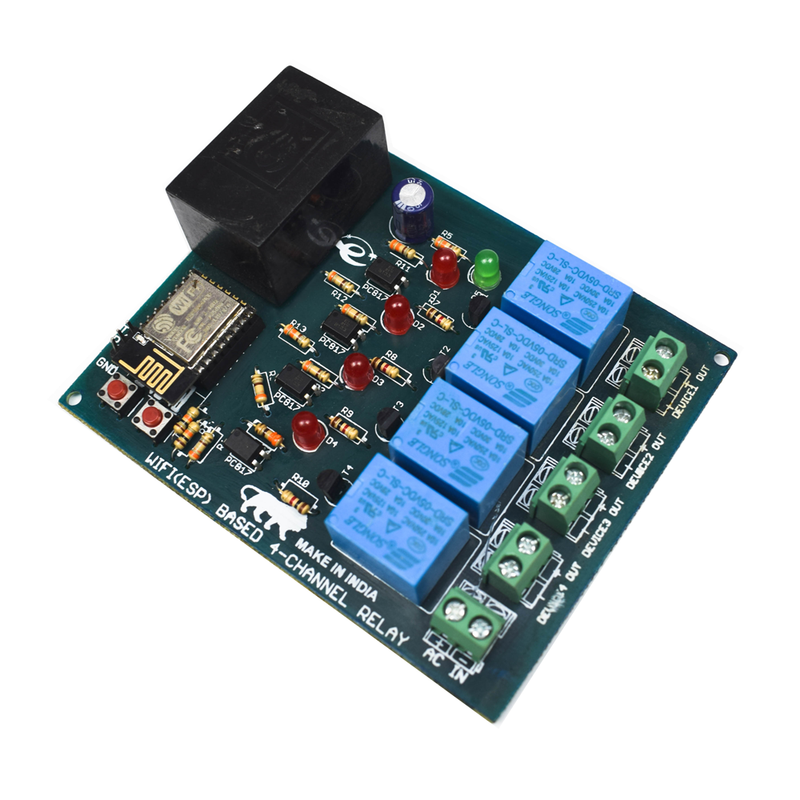 ESP8266 Wi-Fi Based 4-Channel Relay Module with Inbuild AC-DC Adaptor