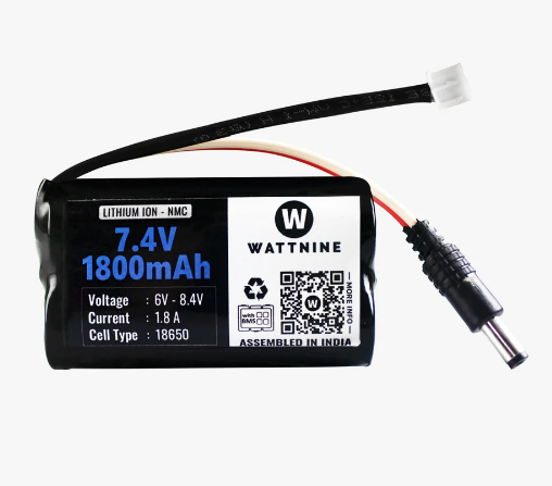 Wattnine 7.4V 1800mAh Rechargeable Lithium ion NMC Battery