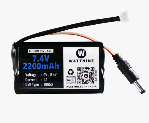 Wattnine 7.4V 2200mAh Rechargeable Lithium ion NMC Battery