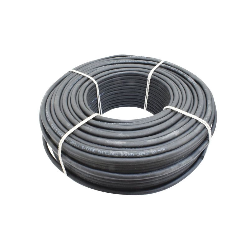 6 Core 16/.200mm Black Shielded Round Cable (10 Meter)