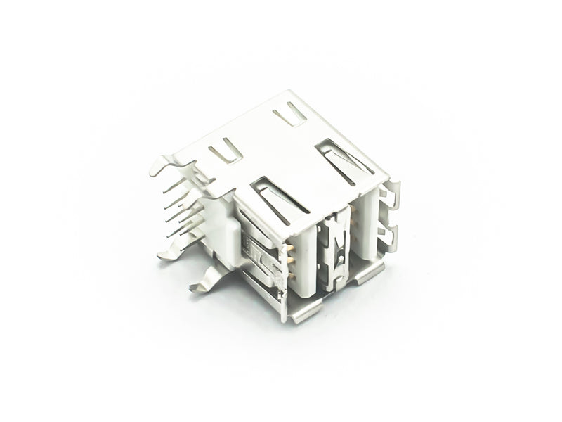 Double USB Type-A Female PCB Socket (Right Angle)