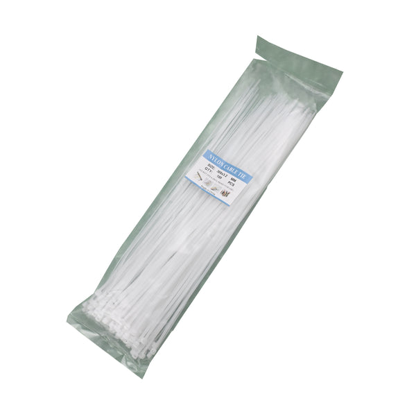 300 x 3.2mm White Nylon Zip Tie