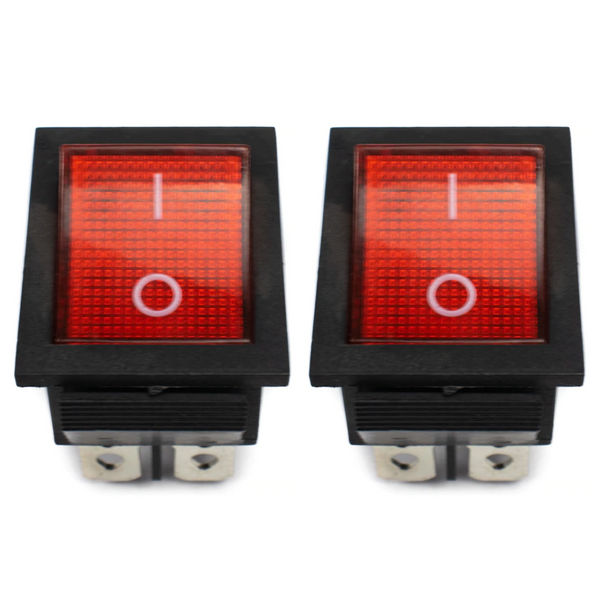 16A 250V DPST ON-OFF Rocker Switch with Indicator Light (Red) with Copper Contacts