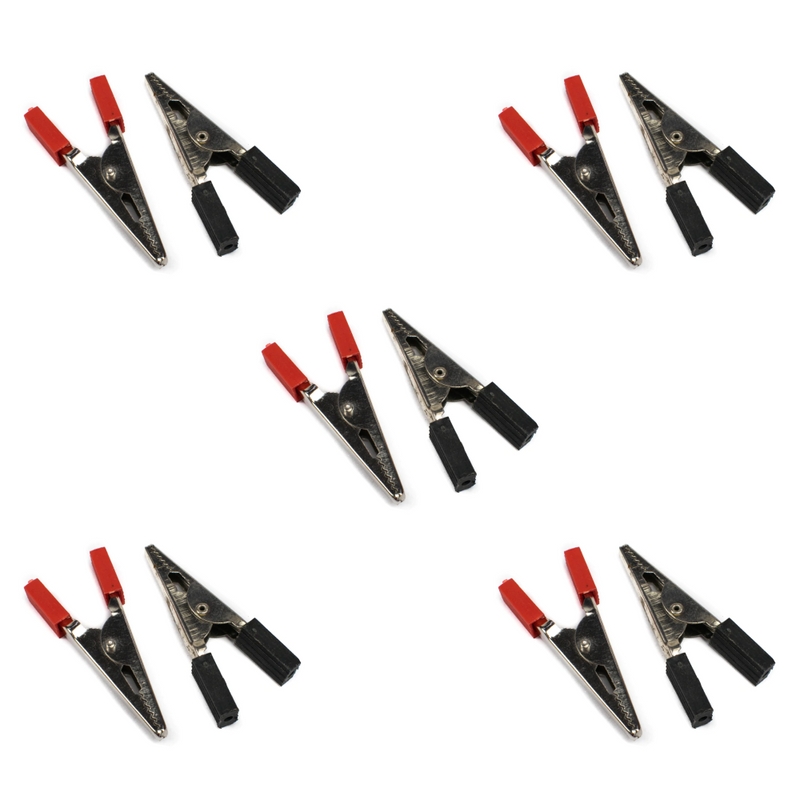 50mm Alligator Clip (Red & Black) Pair with Rectangular Grip