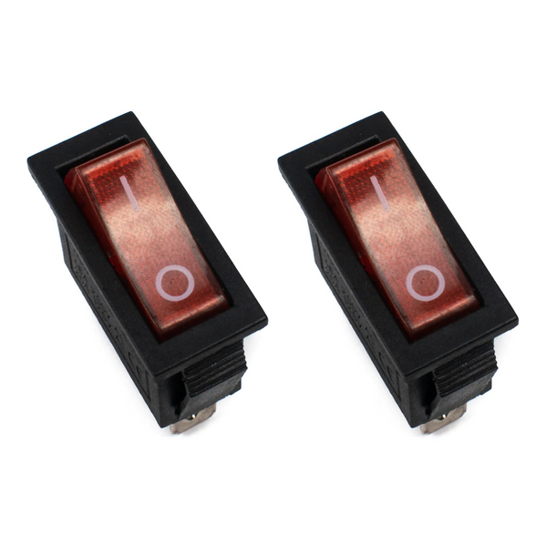 KCD3 15A 250V SPST Rocker Switch with Indicator (Red) with Copper Contacts