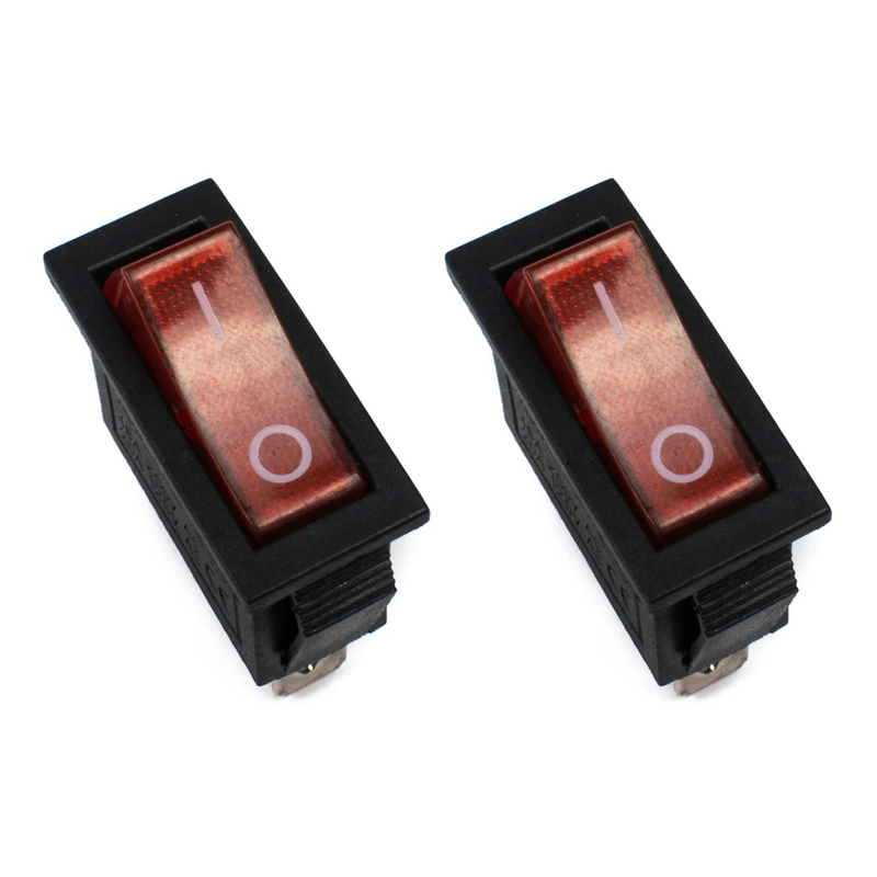 KCD3 15A 250V SPST Rocker Switch with Indicator (Red) with Copper Contacts