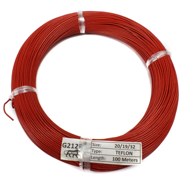20 AWG Multi-Strand Teflon Wire 20/19/32 (Red) 100 Meter