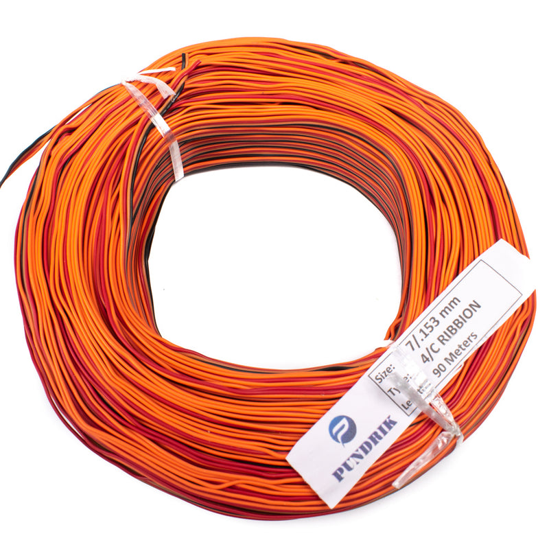 25 AWG Multi Strand 4 Wire Ribbon Cable 7/0.153mm (90 Meter)
