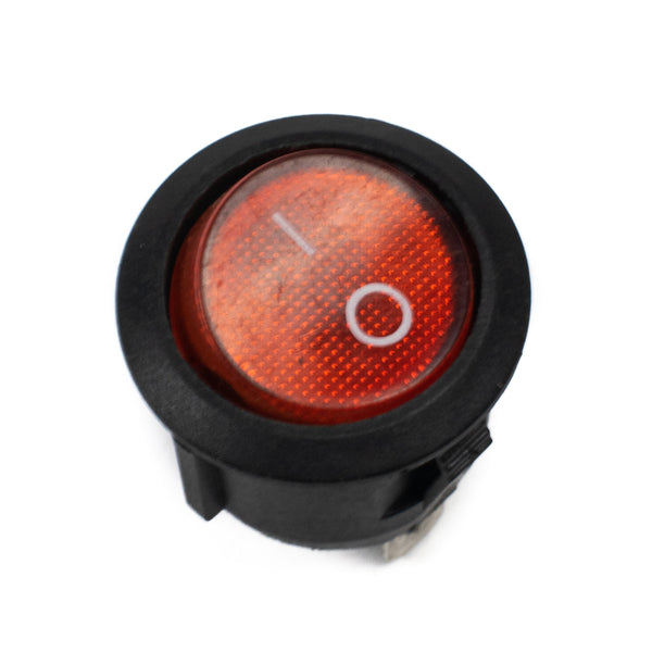 6A 250V AC SPST ON-OFF Round Rocker Switch with Red Light & Copper Contacts