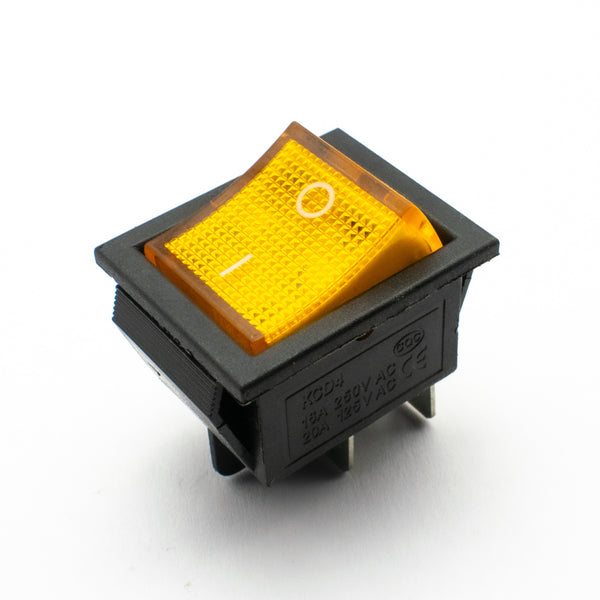 Buy KCD4 16A 250V DPST ON-OFF Rocker Switch with Yellow Light