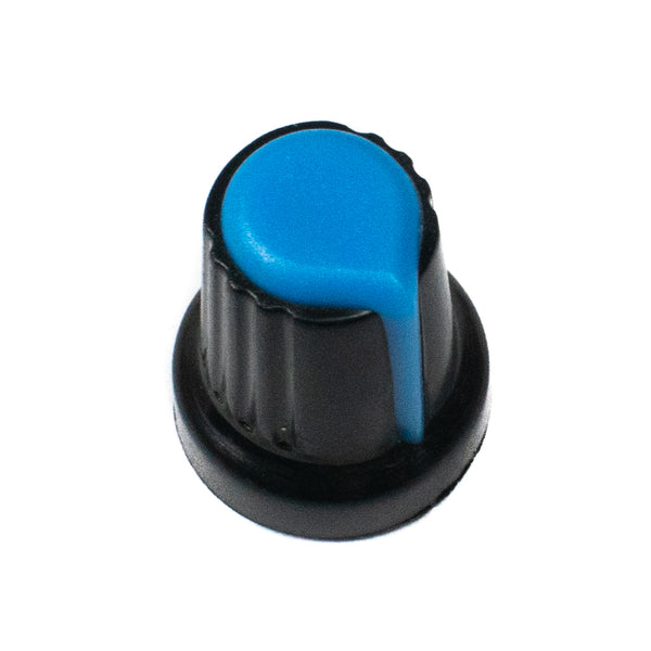 Black & Blue Plastic Knob for 6mm Knurled Shaft Potentiometer