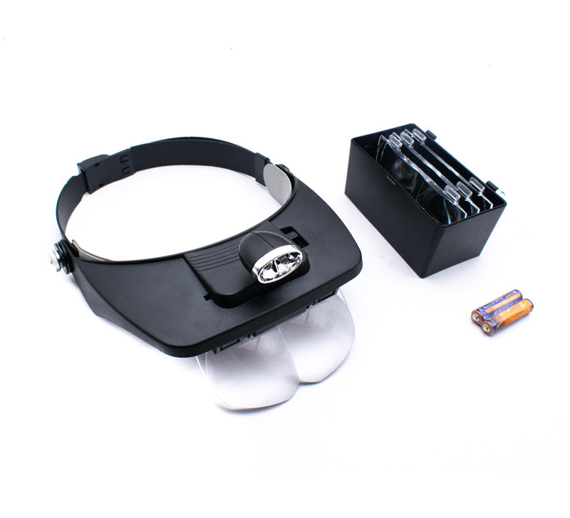 1X 1.5X 2.0X 2.5X 3.5X Head 2LED Hand Free Magnifying Glass Magnifier 81001-A