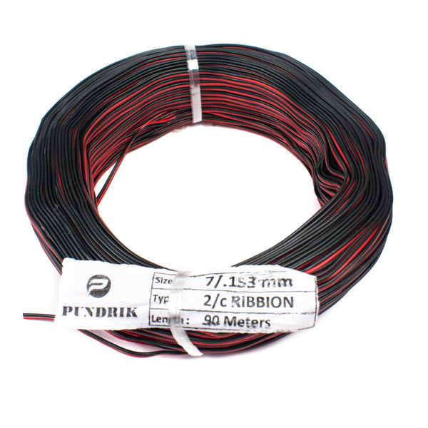 25 AWG Multi Strand 2 Wire Ribbon Cable 90 Meter (Red & Black) 7/0.153mm