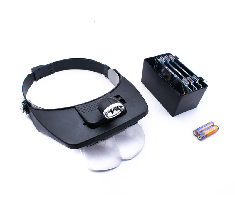 1X 1.5X 2.0X 2.5X 3.5X Head 2LED Hand Free Magnifying Glass Magnifier 81001-A