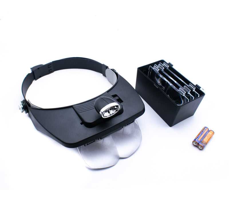 1X 1.5X 2.0X 2.5X 3.5X Head 2LED Hand Free Magnifying Glass Magnifier 81001-A