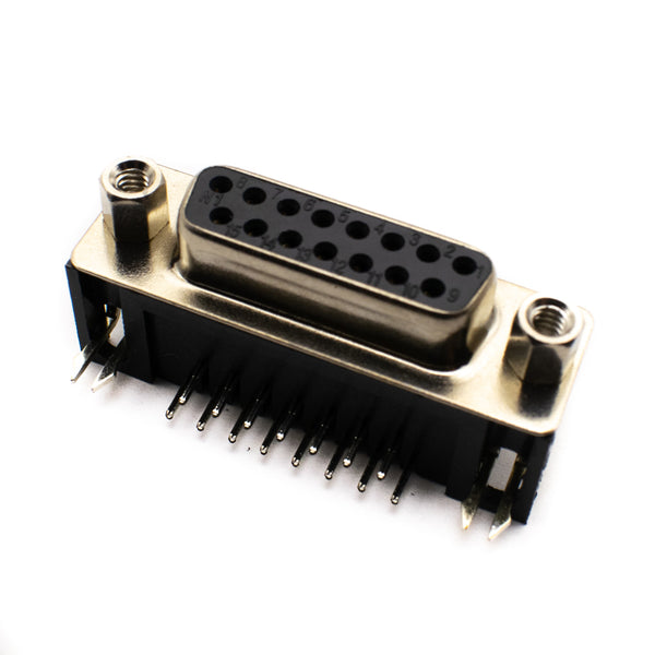 DB15 VGA Female Connector - 15 Pin Right Angle