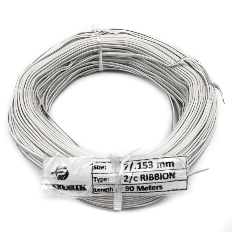 25 AWG Multi Strand 2 Wire Ribbon Cable 90 Meter (Grey & White) 7/0.153mm