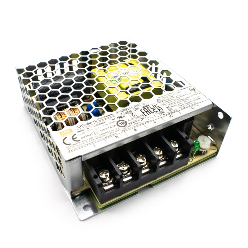 Mean Well LED Switching Power Supply - RS Series 50W Enclosed LED Power  Supply - 12V DC