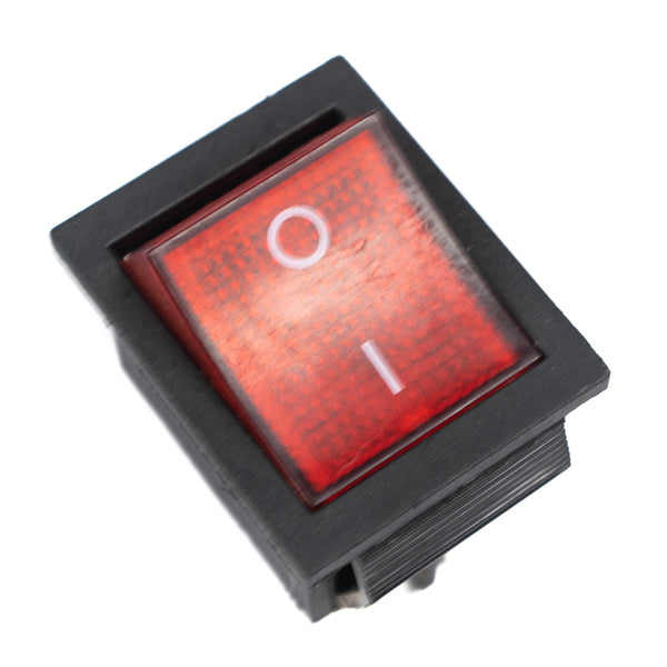 16A 250V DPDT ON-ON Rocker Switch with Indicator Light (Red)