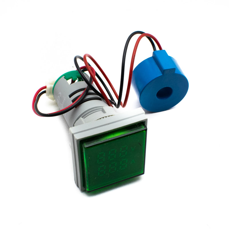 AD16-22FVA LED Digital Dual Display Voltmeter Ammeter Green (0-100A and 60-500V)