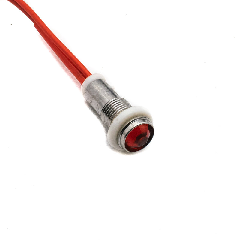 10mm AC Red Power Indicator Light with Wire and Metal Body