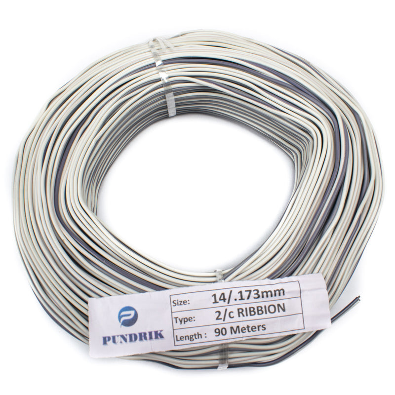 22 AWG Multi Strand 2 Wire Ribbon Cable 90 Meter (Grey & White) 14/0.173mm