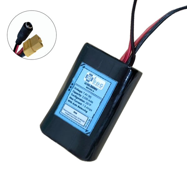 Lithium-Ion 18650 2550mAh 7.4V 3C 2S1P Battery Pack with Auto Balancing