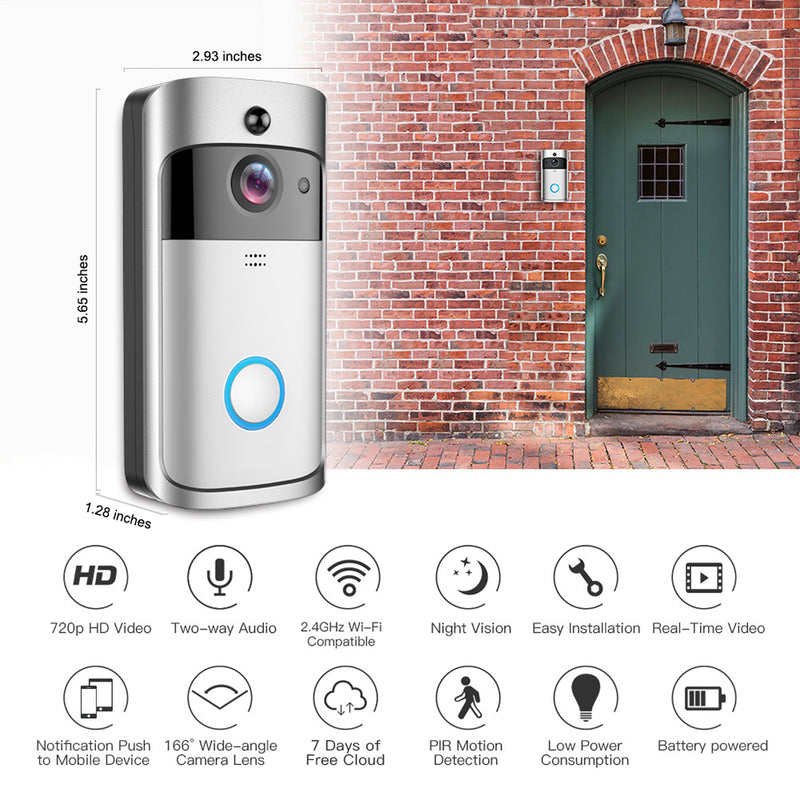 Doorbell Camera Wireless Security Camera Doorbell HD 1080P with Chime Wide Angle View Smart Home Video Doorbell