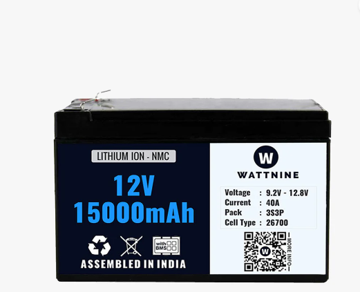 Wattnine 12V 15000mAh Lithium Ion NMC Battery