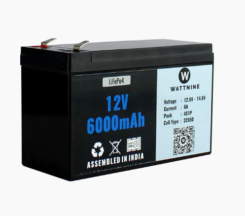 Wattnine 12V 6000mAh LiFePo4 Battery